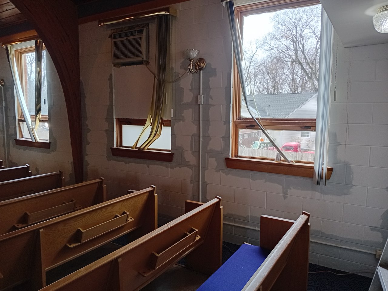 Church interior walls before painting