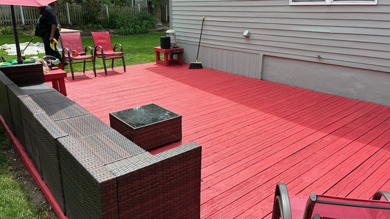 Freshly stained deck project in the Northwest and South Suburbs